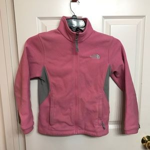 TNF jacket girls M 10/12 pink grey fleece
